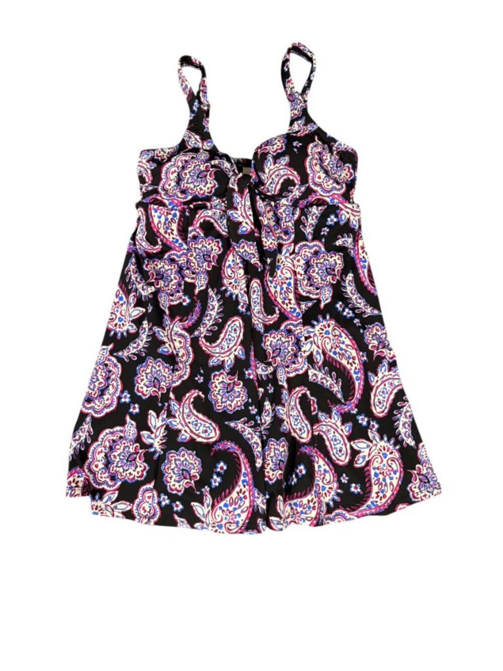 Swim Solutions Women’s Paisley-Print Tummy Control Swim dress size 10 - Picture 2 of 4